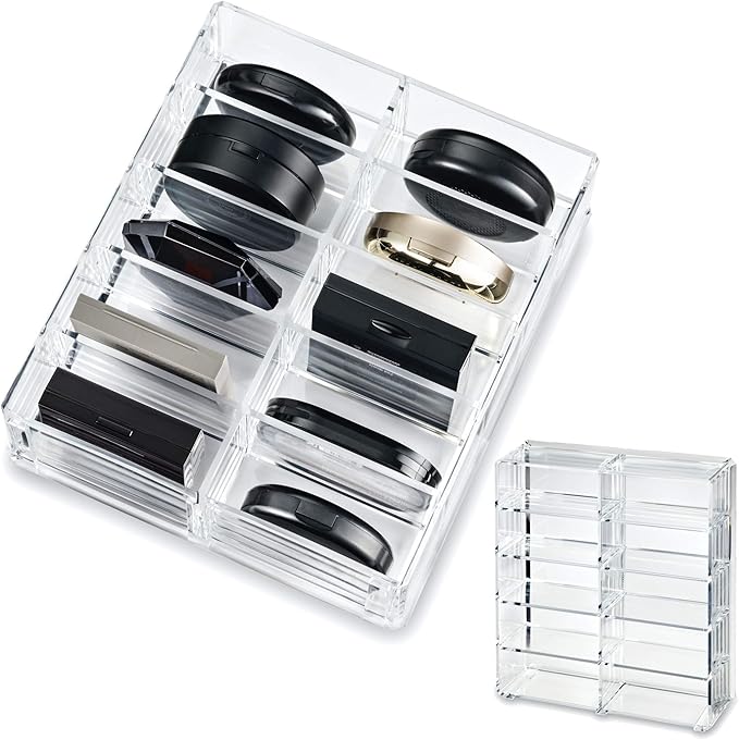 byAlegory Acrylic (Bronzer, Highlighter, Powder, Blush) Compact Organizer Designed For Larger Compacts | 10 Space Cosmetic Storage (CLEAR)
