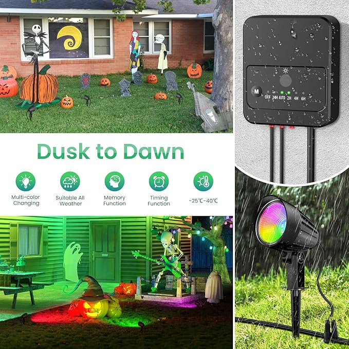 ZZXX 15W RGBW Low Voltage Landscape Lights LED Color Changing Spotlight Remote Control, Landscape Lightings Outdoor IP66 Waterproof AC/DC 12V-24V Photocell Sensor for Chrismas Garden Yard (12 Pack)