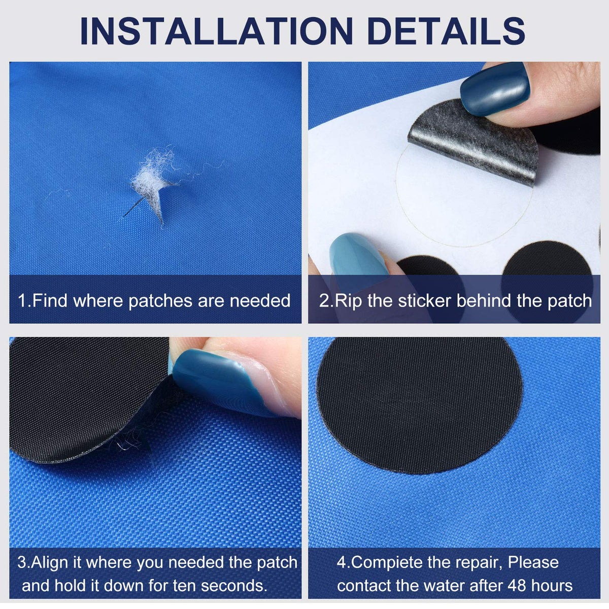 SATINIOR 8 Sheets Down Repair Patch Fabric Patches Self-Adhesive Washable Repair Patch Kit for Clothes Bags, 4 x 8 Inches (Black)