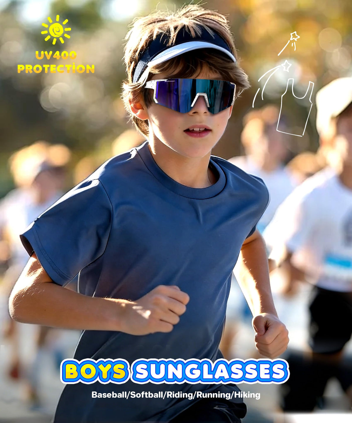 KALIYADI Kids Polarized Sunglasses Youth-Baseball-Sunglasses: Boys Girls Sport Running UV400 Protection Sun Glasses Age 6-14