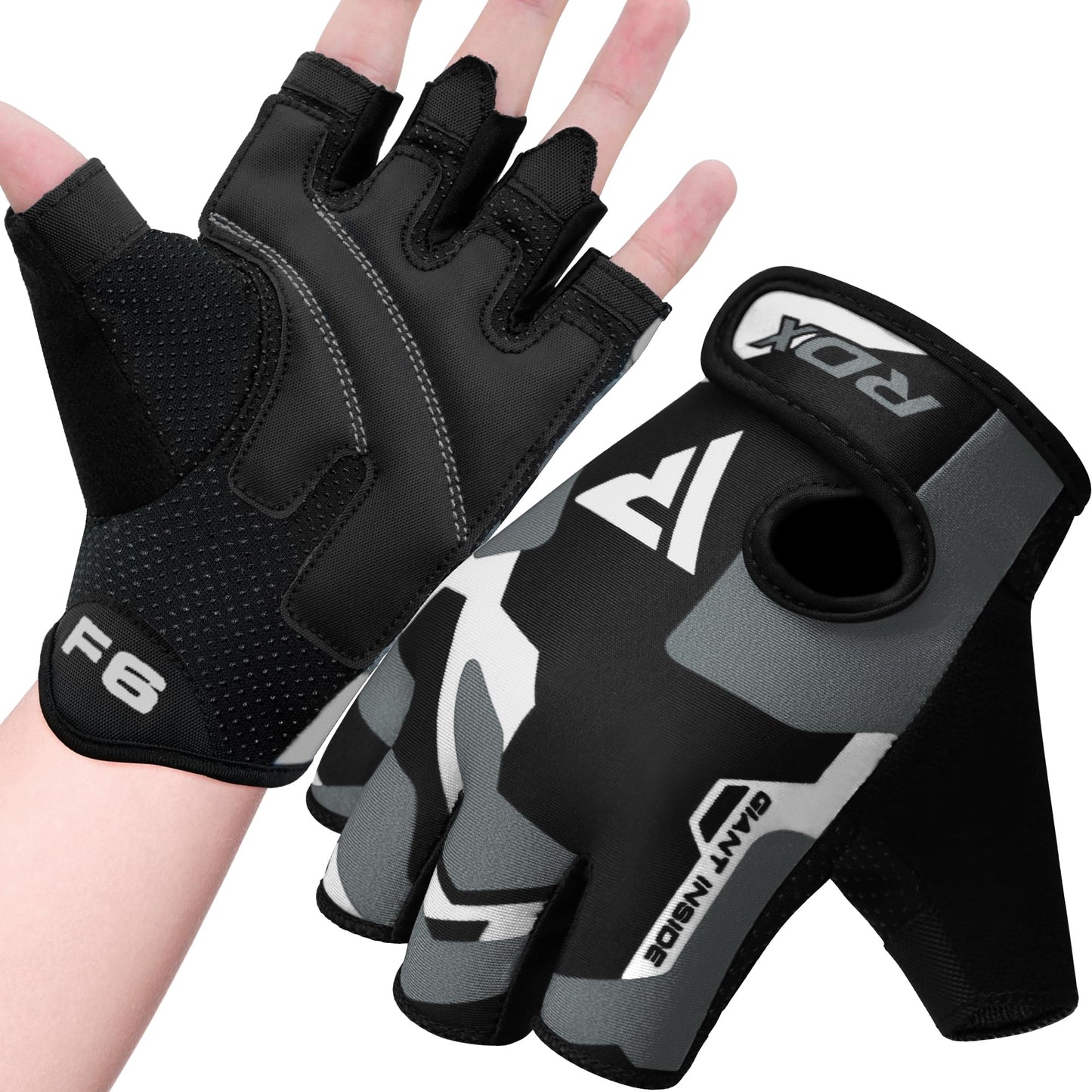 RDX Weight Lifting Gloves Gym Fitness Workout, Anti Slip Padded Palm Elasticated Strength Training Equipment Men Women Half Finger Exercise Bodybuilding Calisthenics Cycling Rowing Climbing