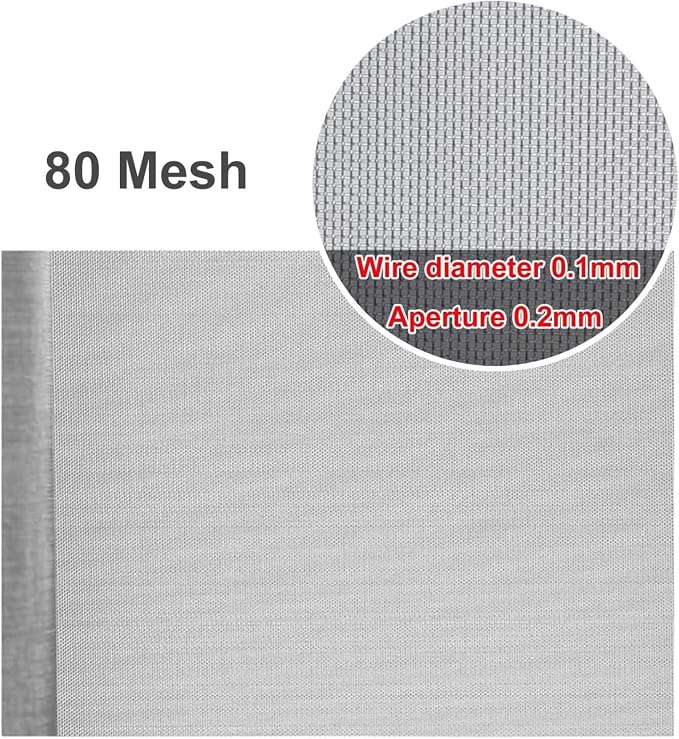 80 Mesh Stainless Steel Woven Screen, Rust-Resistant Filter Panel