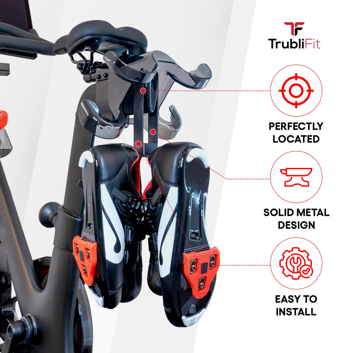 Metal Shoe Hanger for Original Peloton Bike Plus, Holds 2 Pairs of Shoes, Perfect Accessories for Original Peloton Bike+, Shoe Holder for Peloton, Solid Metal Shoe Rack