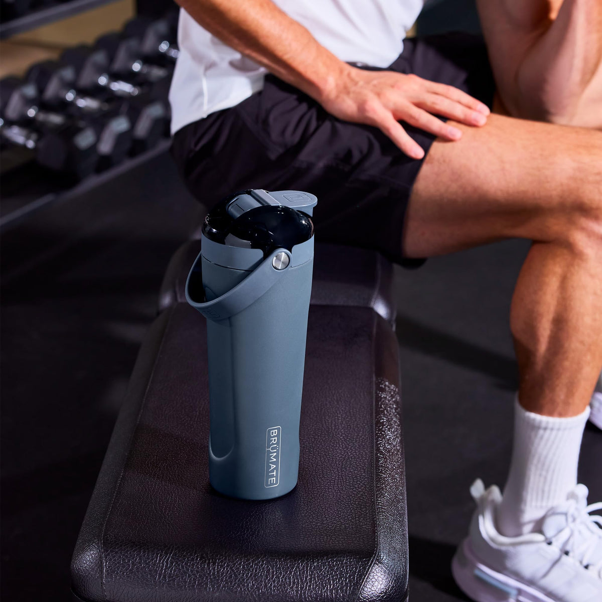 BrüMate MultiShaker Blender Shaker Bottle | 100% Leakproof Insulated Stainless Steel | Pre Workout and Protein Shaker Bottle for the Gym | 25oz (Dune)