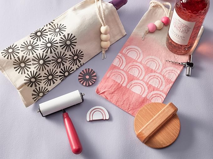 Speedball Block Printing Fabric Deluxe Kit, 14 Pieces, Includes Inks, Brayer, Bench Hook, Lino Handle and Cutters, Speedy-Carve Relief Blocks