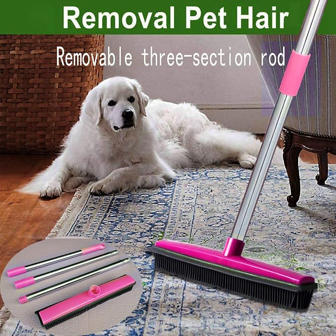 Multifunctional Broom, Telescopic Carpet Rake Rubber Pp 12.6in Brush Easy Wash