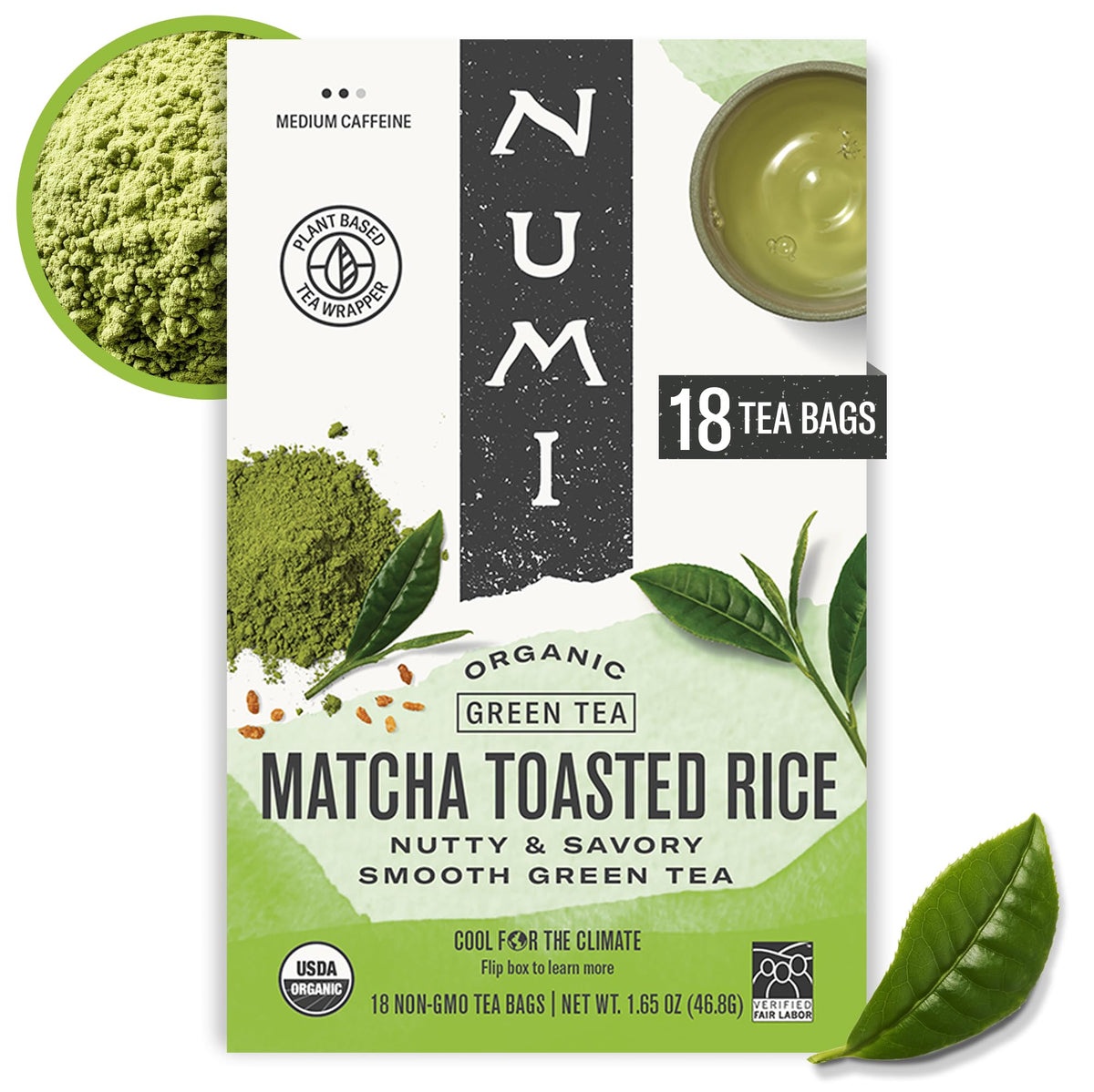 Numi Organic Jasmine Green Tea, 54 Green Tea Bags with Real Jasmine Flowers