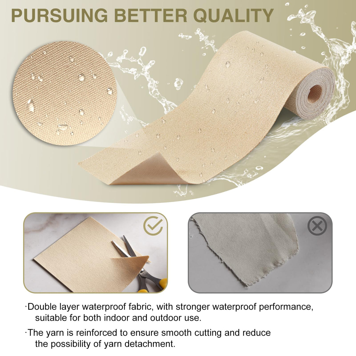 Gheeidau Canvas Repair Tape 4×70 Inch Waterproof Self-Adhesive Fabric Repair Patch for Repairing Boat Covers,Tents,Patio Umbrellas,Car Seats,Luggage,Sofas.(Khaki)