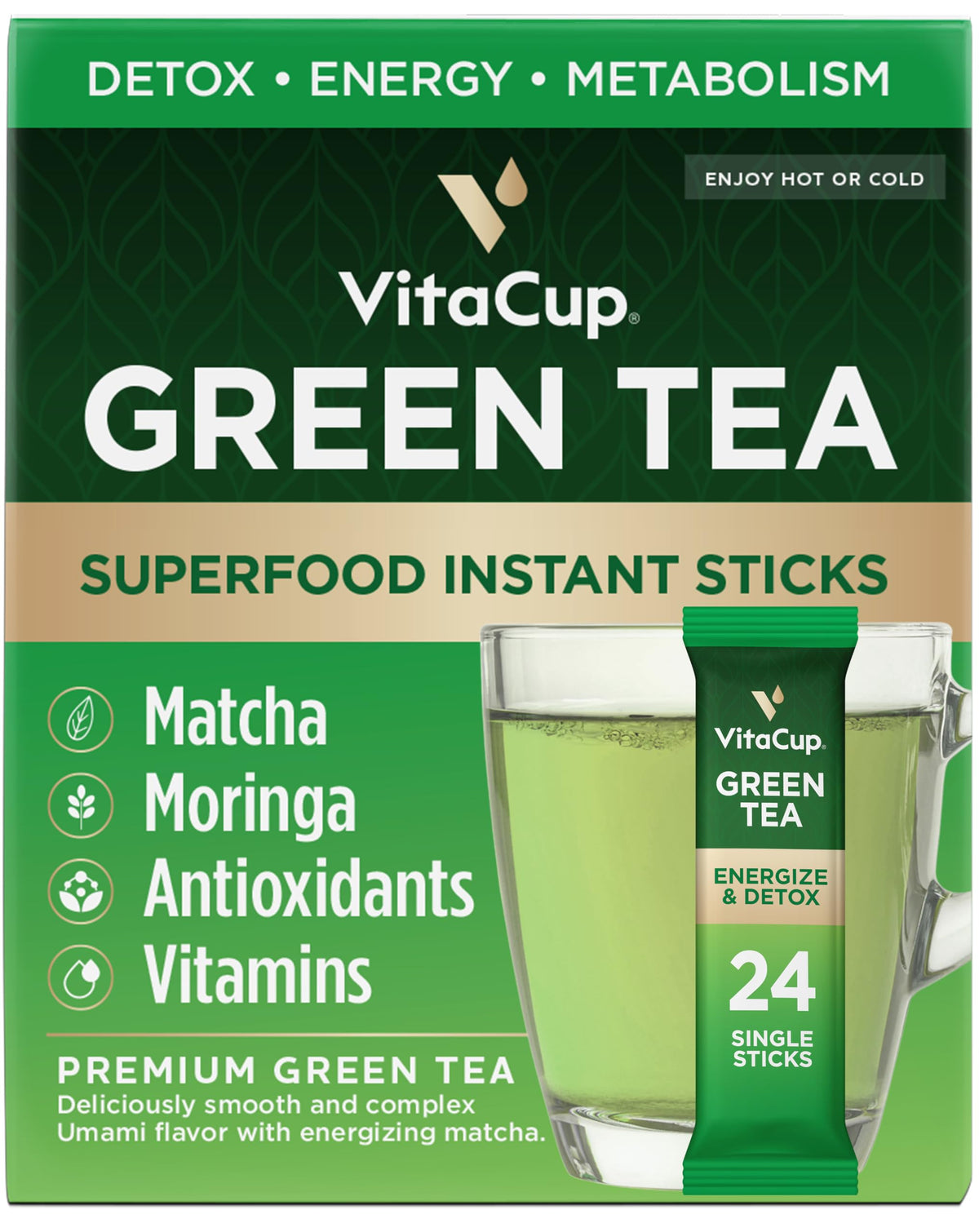VitaCup Green Tea Pods with Matcha Moringa, 16ct