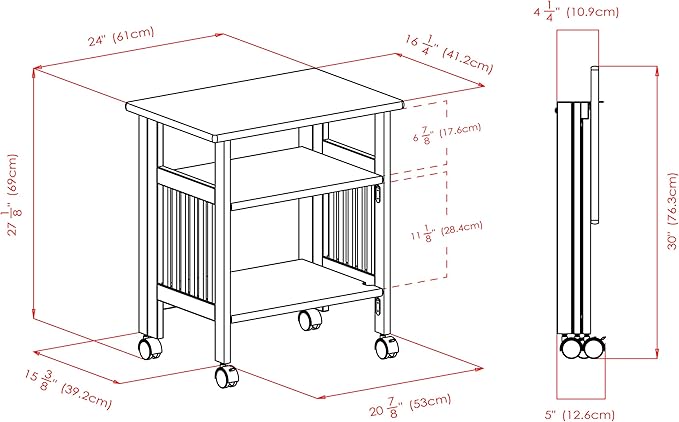 Winsome Mission 2-Shelf Wood Mobile Printer Stand, Brown (81628)