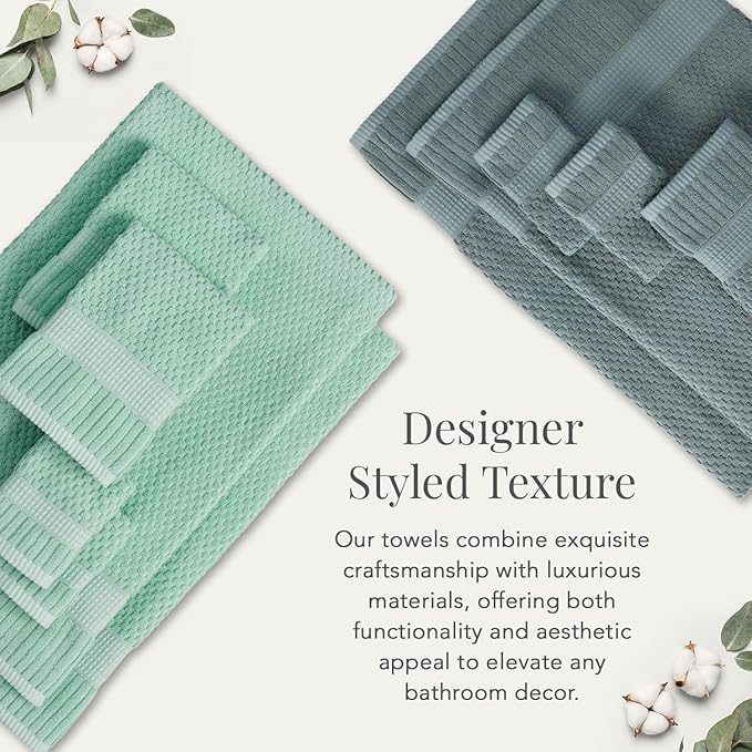 NY Loft 100% Cotton Towel Set 6 Piece Towel Set | Super Soft & Absorbent Quick-Dry 2 Bath Towels 2 Hand Towels & 2 Washcloths |Textured and Durable Cotton | Trinity Collection (6 Piece Set, Clay)
