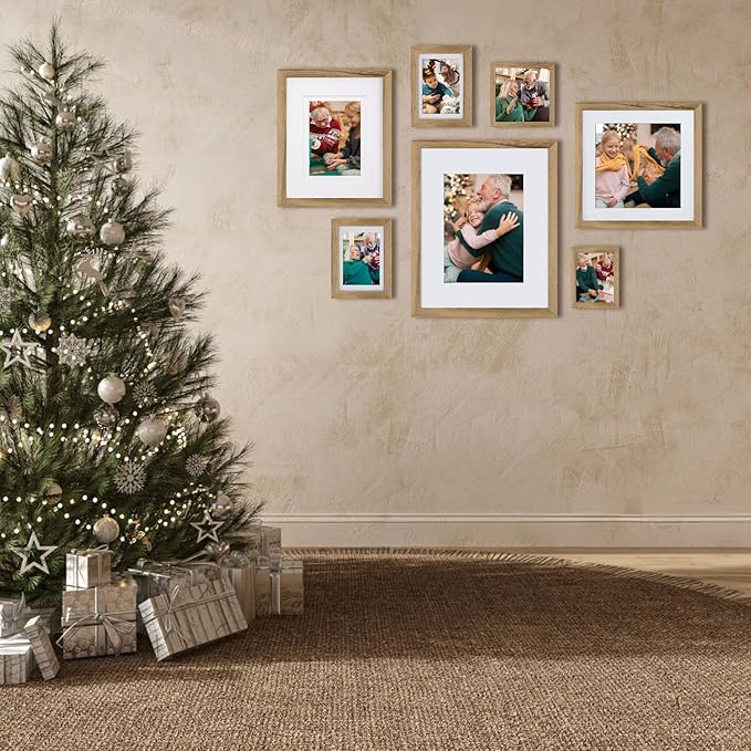 Egofine 4x6 Picture Frame Made of Solid Wood with Plexiglass, Display Pictures 3.5x5 with Mat or 4x6 Without Mat for Tabletop and Wall Mounting, Carbonized Brown