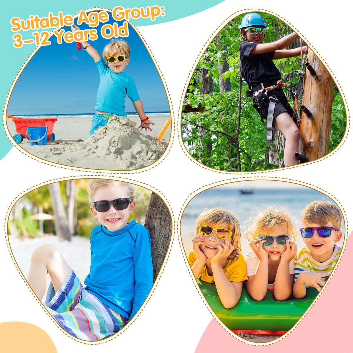 Mdvora 3/6/12/24pcsKids Sunglasses Set, Toddler Sunglasses, for Outdoor(Set B, 3pcs)