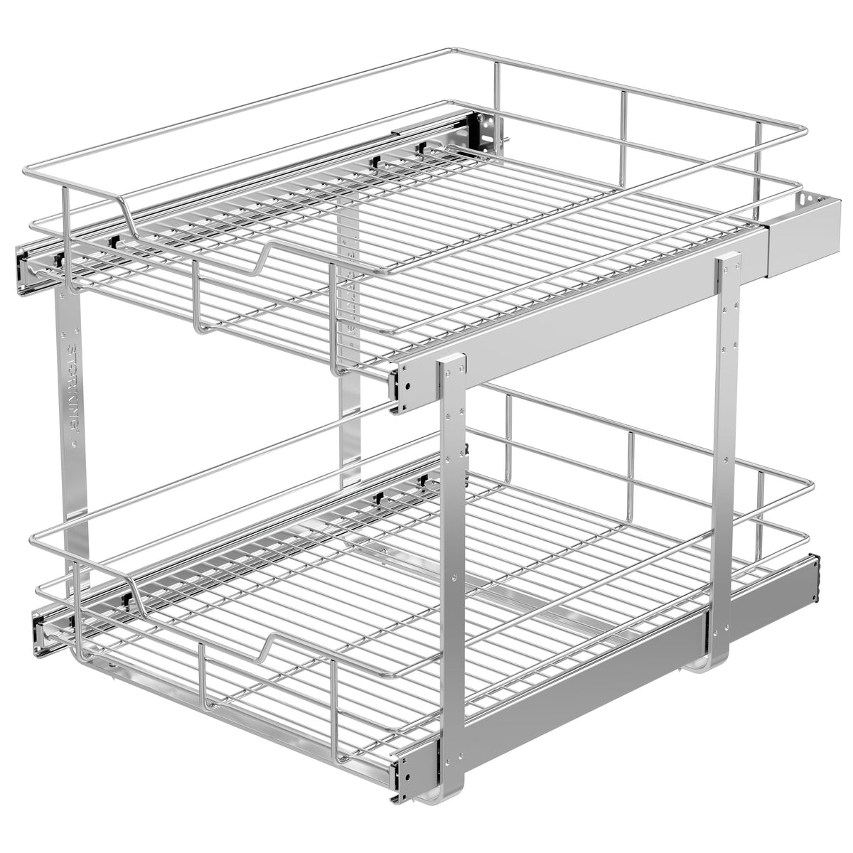 Pull Out Cabinet Organizer 18" W X 22" D, Chromed, Full Slide Out Drawers