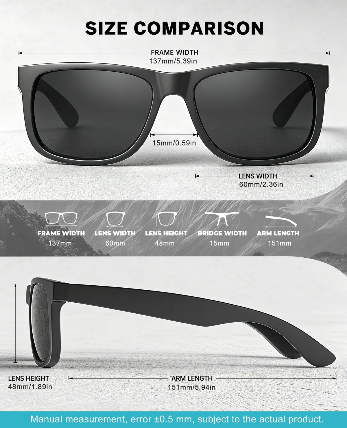 KALIYADI Sunglasses Men Polarized Sun glasses for Mens Womens Classic Matte Black Frame UV Protection 3pack(Grey/Ice Blue/Green)