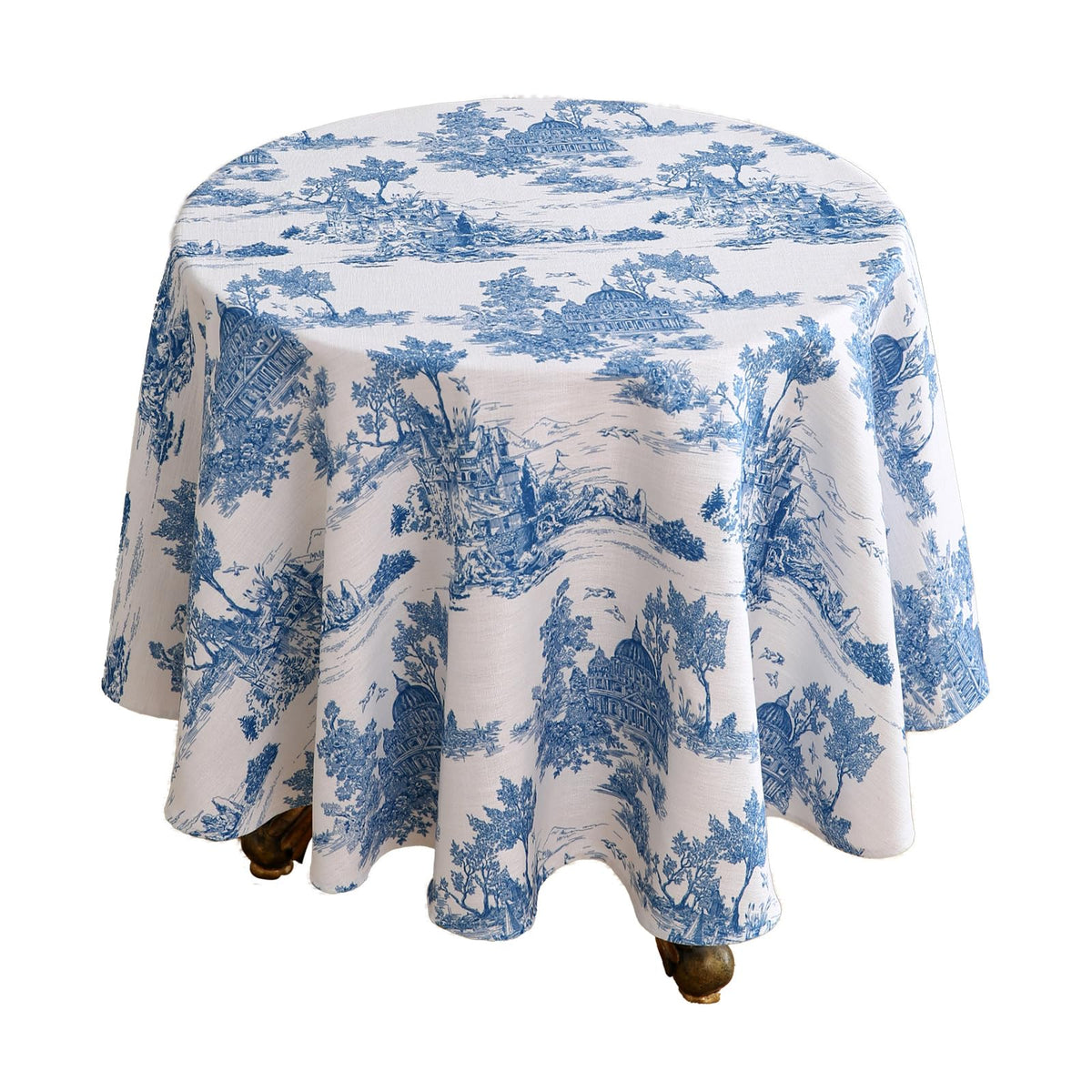patdrea Vintage French Linen Tablecloth,Round,Diameter 67"-Wensel