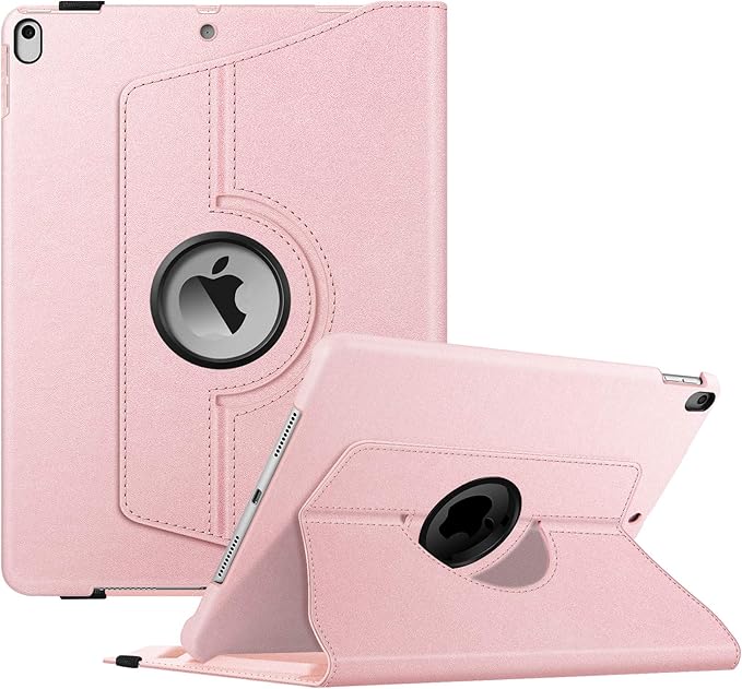 Fintie Rotating Case for iPad Air (3rd Gen) 10.5" 2019 / iPad Pro 10.5" 2017 with Built-in Pencil Holder - 360 Degree Rotating Stand Protective Cover, Auto Sleep/Wake (Rose Gold)