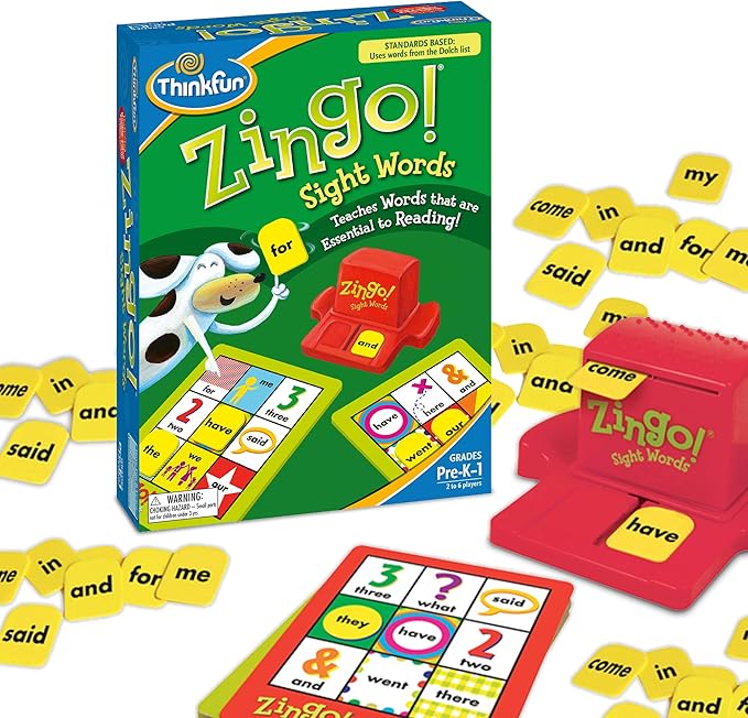 ThinkFun Zingo Sight Words Award Winning Early Reading Game for Pre-K to 2nd Grade - Toy of the Year Finalist, A Fun and Educational Game Developed by Educators for Boys and Girls