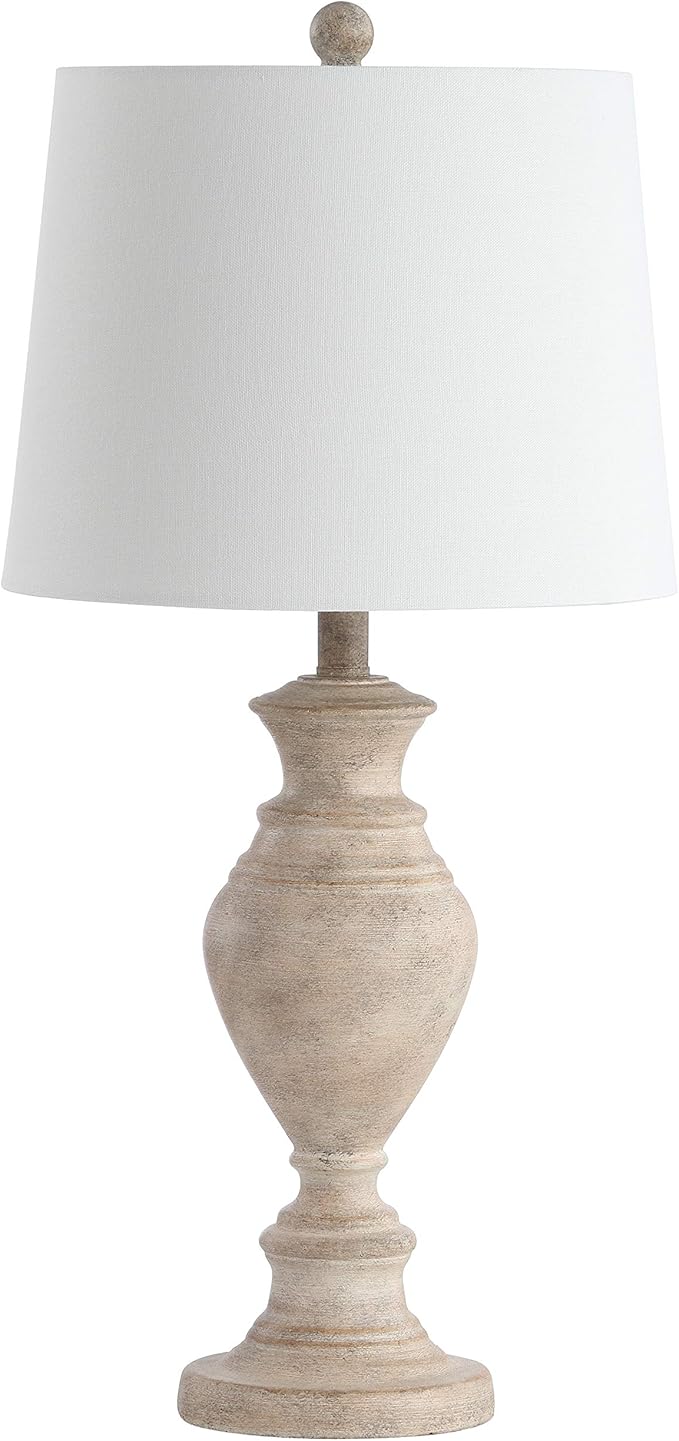SAFAVIEH Lighting Collection Kyler Rustic Farmhouse Brown Wood Finish 28-inch Bedroom Living Room Home Office Desk Nightstand Table Lamp (LED Bulb Included)