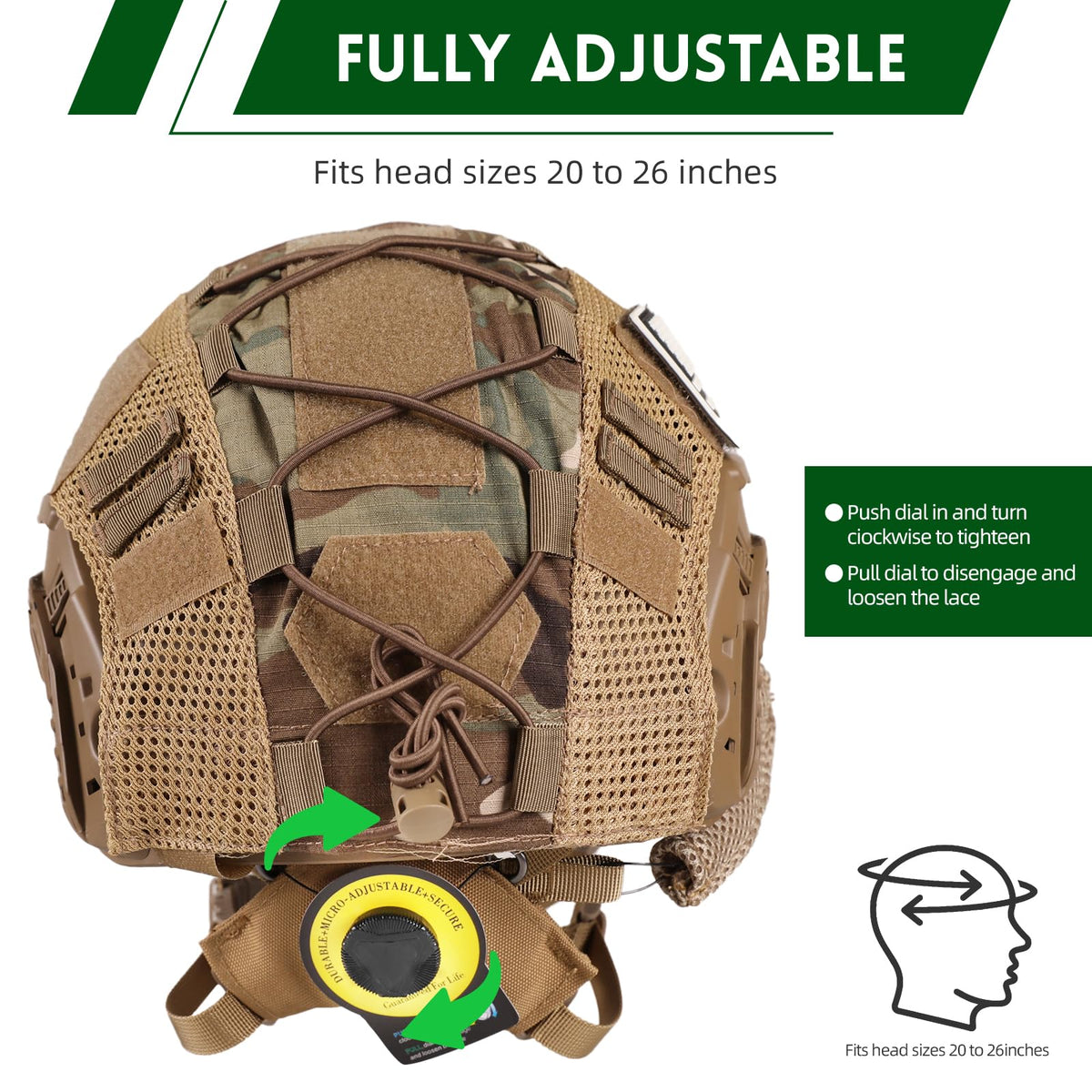 ClrfZebr Tactical Helmet with Headset,4in1 Upgraded Adjustable with Helmet Cover for Airsoft Cosplay Military Tactical Gear (TAN)