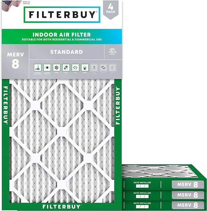 Filterbuy 13x24x1 Air Filter MERV 8 Essential Dust & Allergy Defense,