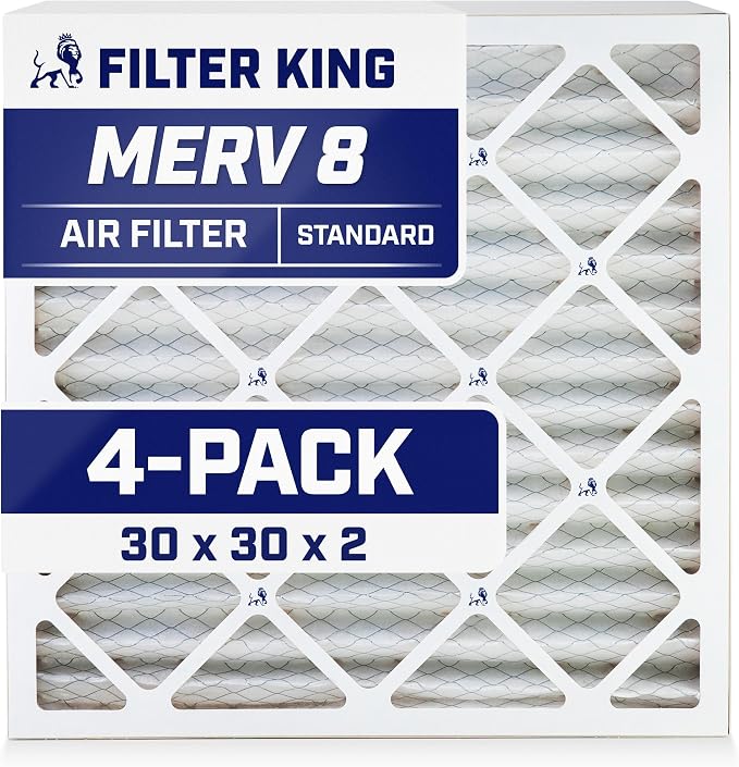 Filter King 30x30x2 Air Filter | 4-PACK | MERV 8 HVAC Pleated A/C Furnace