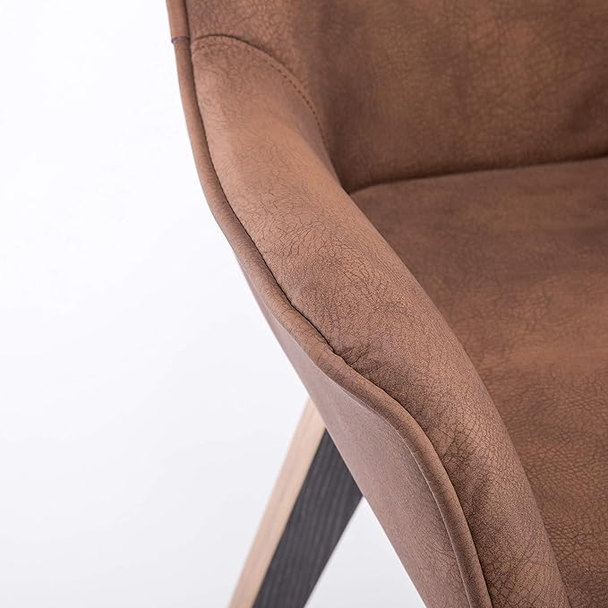 Brown Oak Living Room Chairs Upholstered Accent Chairs Set of 4 (Brown, 4)