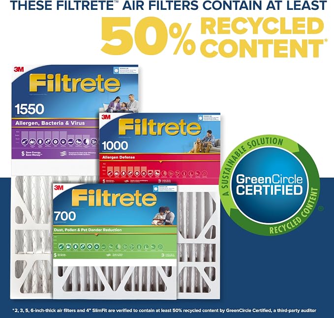 Filtrete 16x25x4, AC Furnace Air Filter, MPR 1550 DP, Healthy Living Ultra