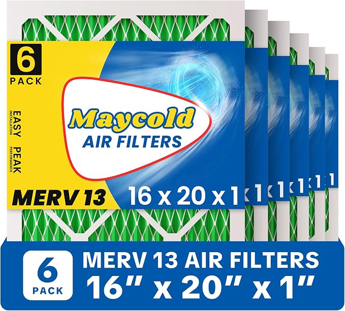 Maycold MERV 13 16x20x1 Air Filter, High-Efficiency Pleated AC & Furnace Filters