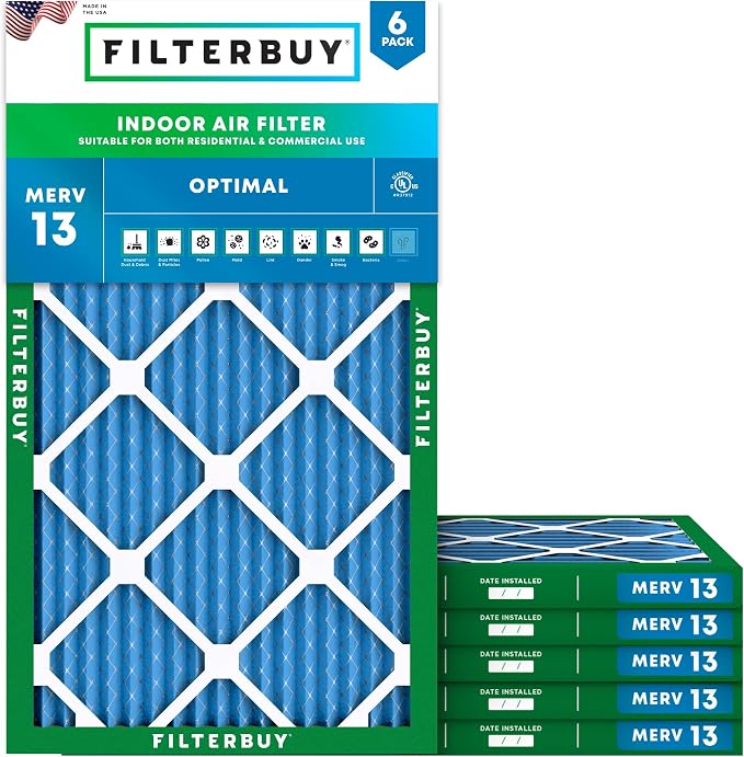 Filterbuy 20x32x1 Air Filter MERV 13 Optimal Smoke & Allergy Defense,