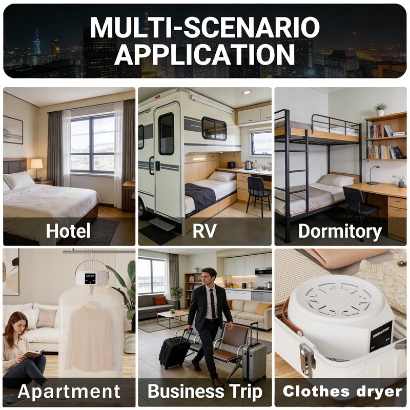 Portable Clothes Dryer, 600W Compact Foldable Mini Dryer Machine with Adjustable Timer, Quiet Fast-Drying Electric Travel Clothes Dryer for RV, Apartment, Home, Hotel Room