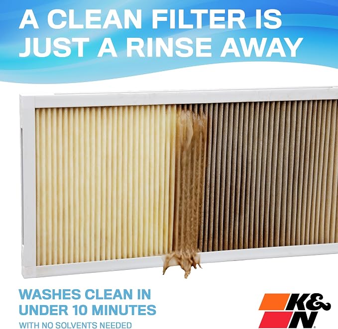 K&N 12x24x1 Air Filter, Merv 11, Washable Air Filter, the Last Furnace Filter