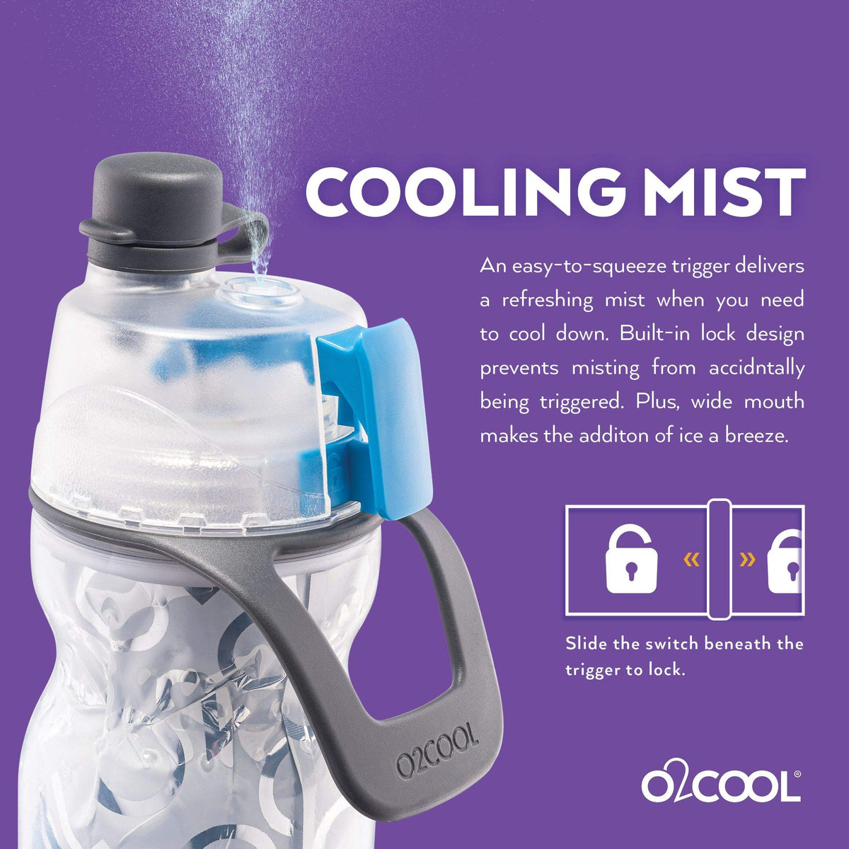 O2COOL Mist N Sip 20 oz Misting Reusable Sports Water Bottle Red Ombre