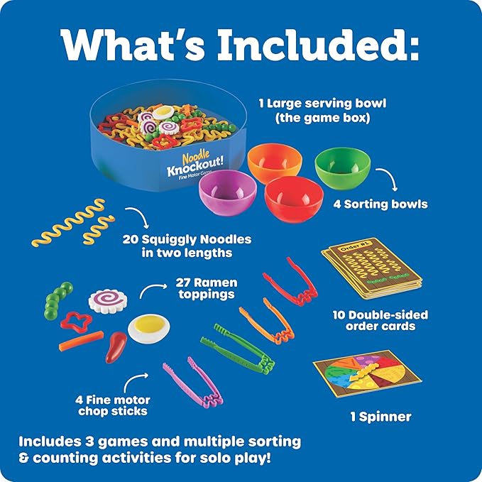 Learning Resources Noodle Knockout! Fine Motor Game - Montessori Preschool Activities, Educational Sensory Play Toy, Occupational Therapy Must Haves for Kids