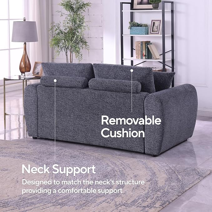 Sofa Couch, 66.5" Gray Modern Couch with Deep Seats, Chenille Fabric Comfy Sofas with Wooden Interior,loveseat Couch with Wide Armrest, Couches for Living Room, Bedroom and Office