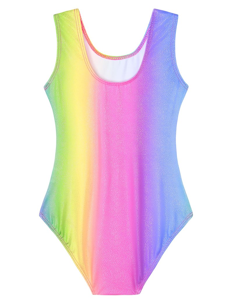 Domusgo Gymnastics Leotards for Girls 8-9 Years Old Colorful Stripes Sparkly One Piece Tumbling Outfits