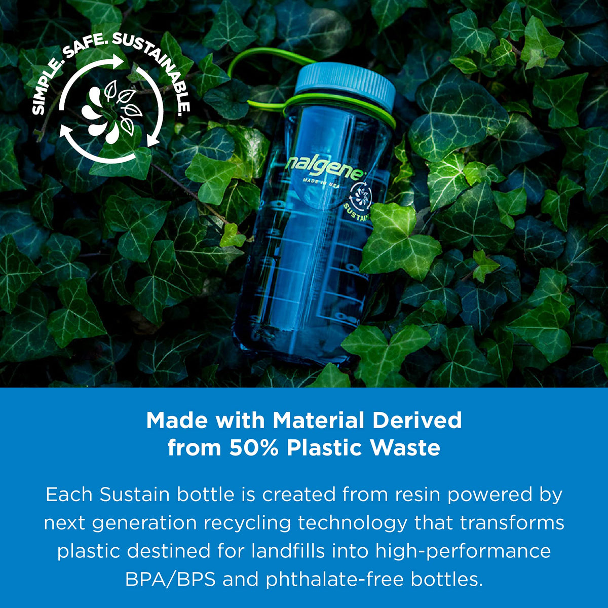 Nalgene Sustain Tritan BPA-Free Water Bottle Made with Material Derived from 50% Plastic Waste, 32 OZ, Wide Mouth, Pomegranate (Pack of 6)