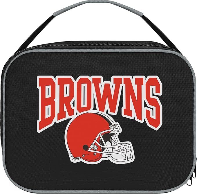 FOCO NFL Unisex-Adult Officially Licensed Wordmark Team Color Big Logo Football Zip Closure 7L Lunch Bag - Cleveland Browns