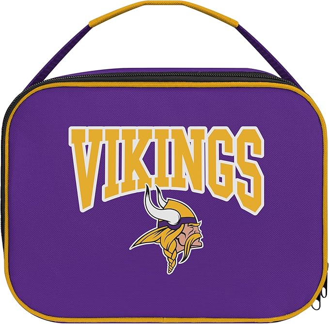 FOCO NFL Unisex-Adult Officially Licensed Wordmark Team Color Big Logo Football Zip Closure 7L Lunch Bag - Minnesota Vikings