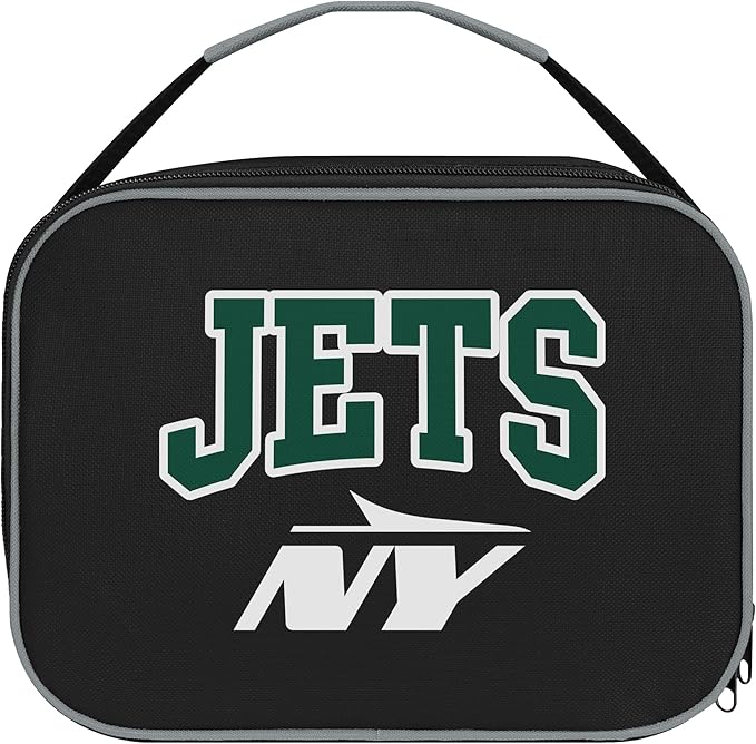 FOCO NFL Unisex-Adult Officially Licensed Wordmark Team Color Big Logo Football Zip Closure 7L Lunch Bag - New York Jets