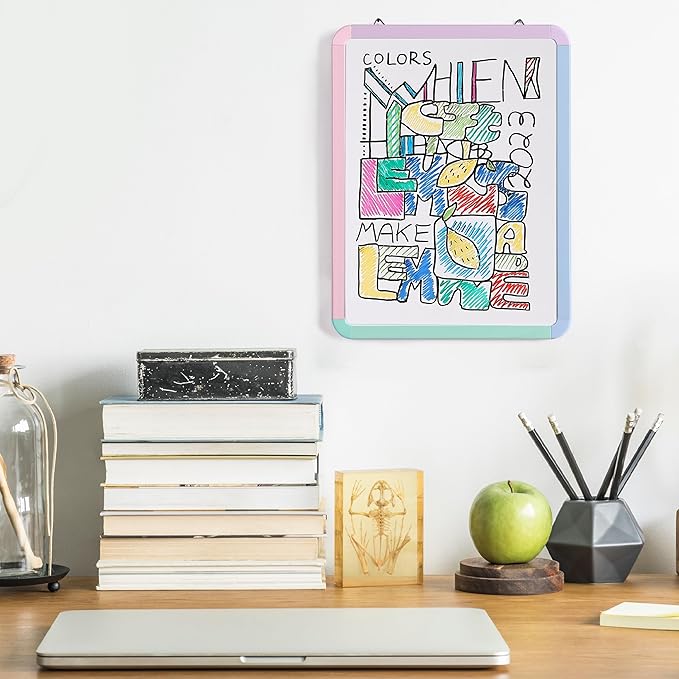 Mr. Pen- Magnetic Dry Erase Board, 12.5" x 9.5" With 8 Markers and 2 Magnets, Small White Board for Wall