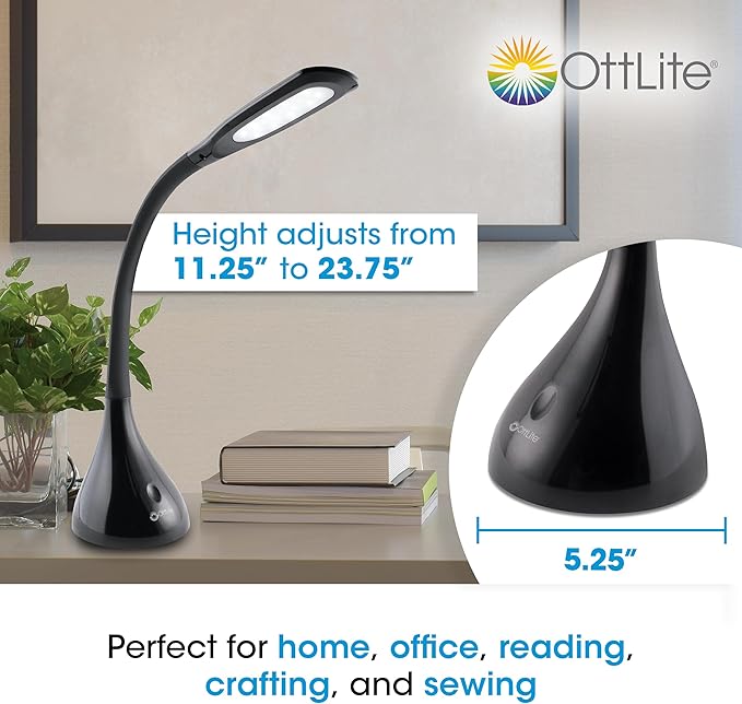 Ottlite Curve LED Desk Lamp with 4 Brightness Levels