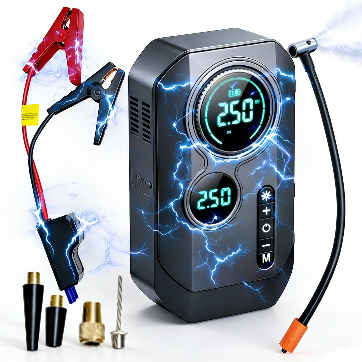Portable Car Battery Jump Starter with Air Compressor