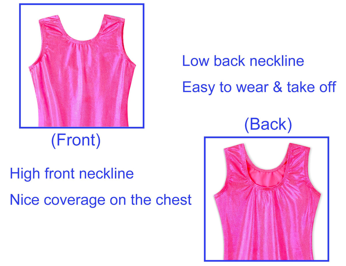 Domusgo Girls Gymnastics Leotard Size 5-6 Years Old Kids Dance Unitard Rose Workout Bodysuits Gym Shiny Tank Activewear