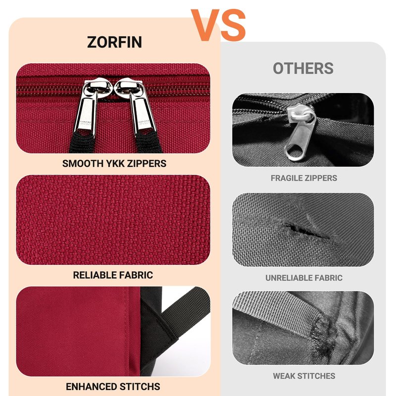 ZORFIN Black Backpack for School Work Travel: Water Resistant Backpacks for Men and Women - Lightweight Bookbag for Girls and Boys
