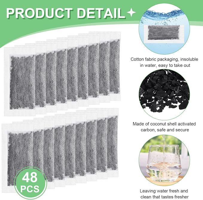 48 Packs Replacement Activated Charcoal Distiller Filters Coconut Shell