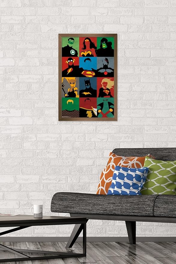 Trends International DC Comics - Justice League - Minimalist Wall Poster, 14.725" x 22.375", Bronze Framed Version