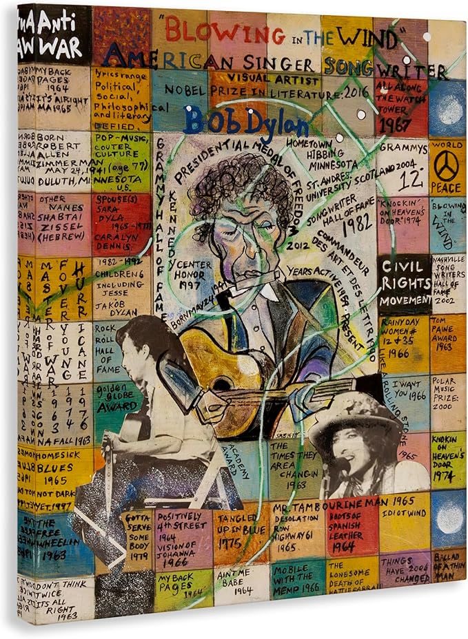 Stupell Industries Bob Dylan Collage Canvas Wall Art Design by Sabin, 36 x 48