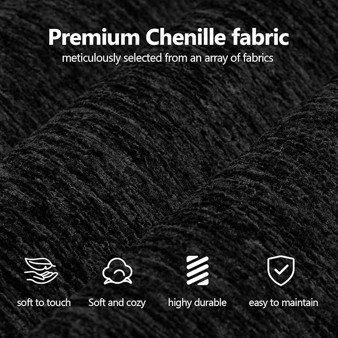 138.6" Modular Sectional Couches Luxury Modern Curved Back U-Shape Sofa Set with Ottoman,Minimalist Comfy Boneless Cloud Couch for Living Room Apartment,(Left Facing Chaise,Black)