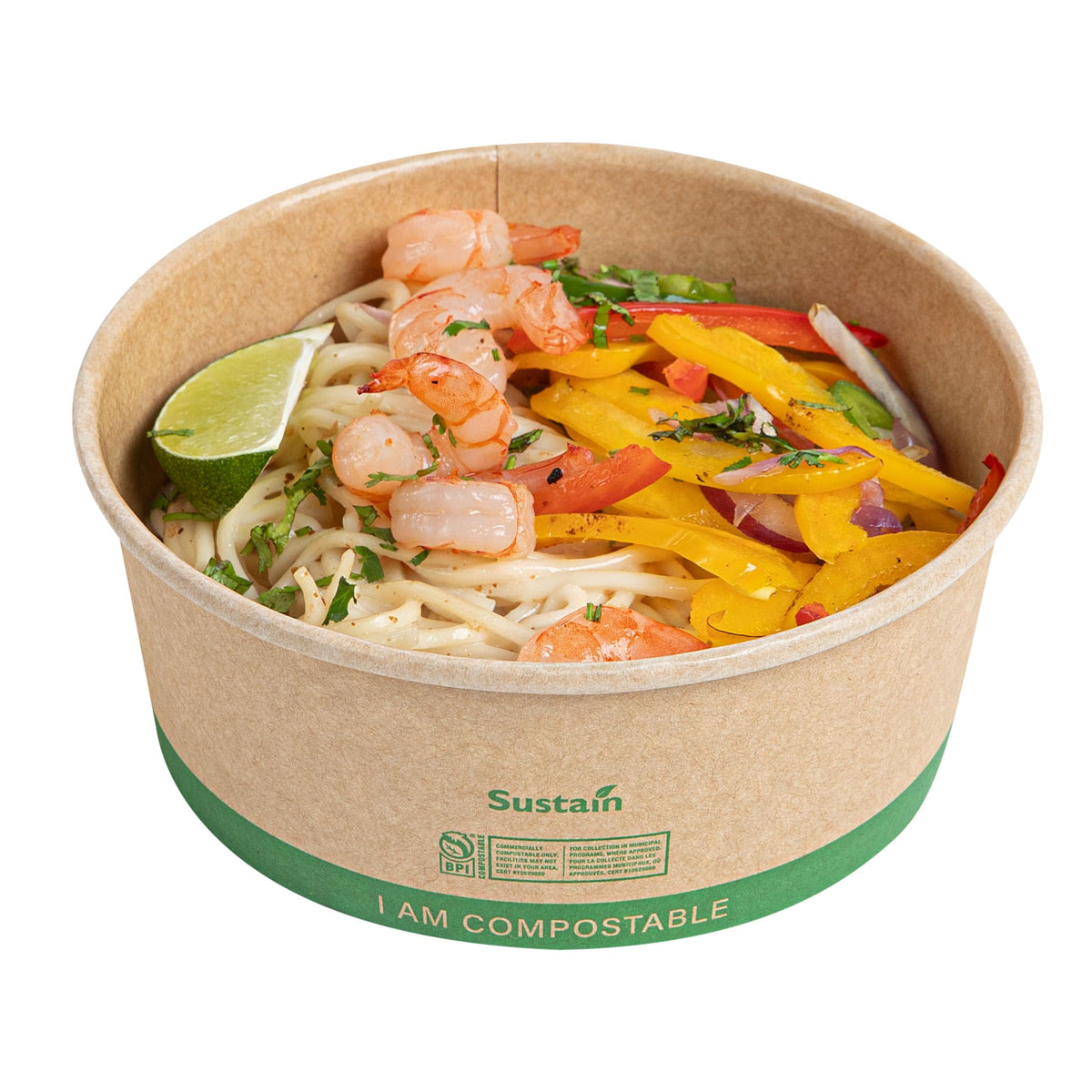 Restaurantware Compostable Paper Food Containers 200 Pack Of 37 oz BPI-Certified Round Kraft Salad Bowls Disposable Grease-Resistant Meal Prep Take Out Containers For Ice Creams, Soups, Snacks